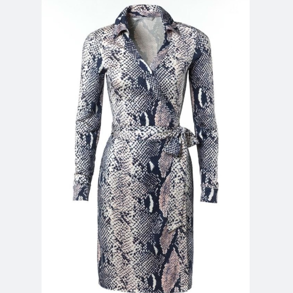 Diane Von Furstenberg New Jeanne two Silk Jersey Wrap Dress Python print